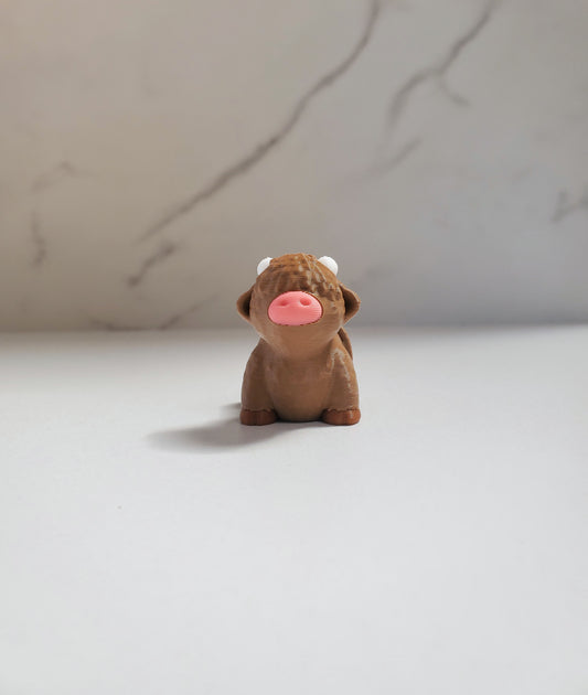 Highland Cow Flexible 3D Printed Keychain