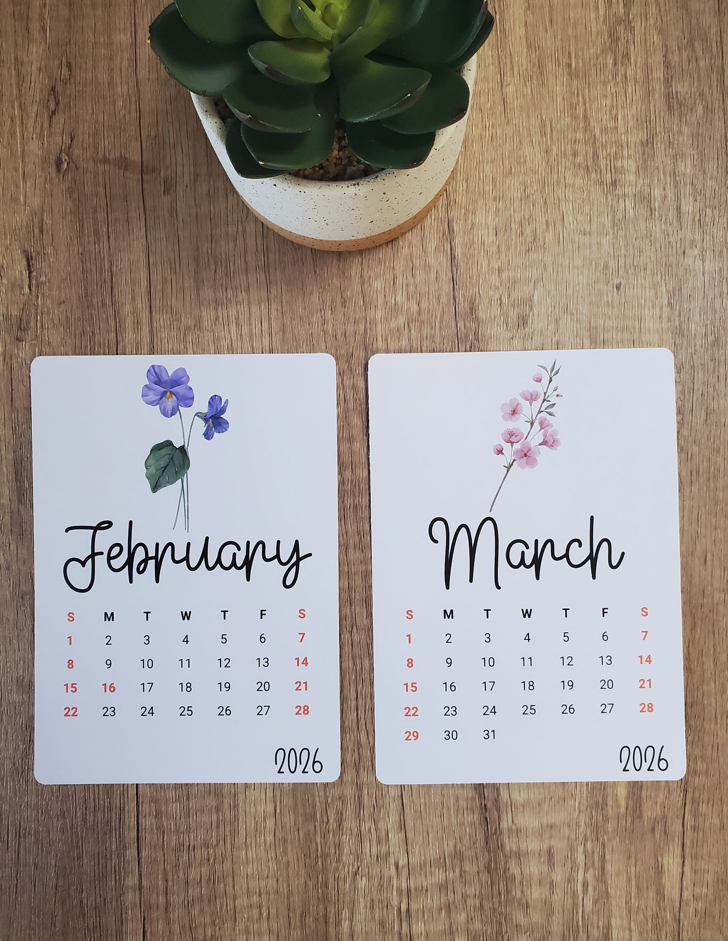 Large Calendar Stickers - Birth Flower Design