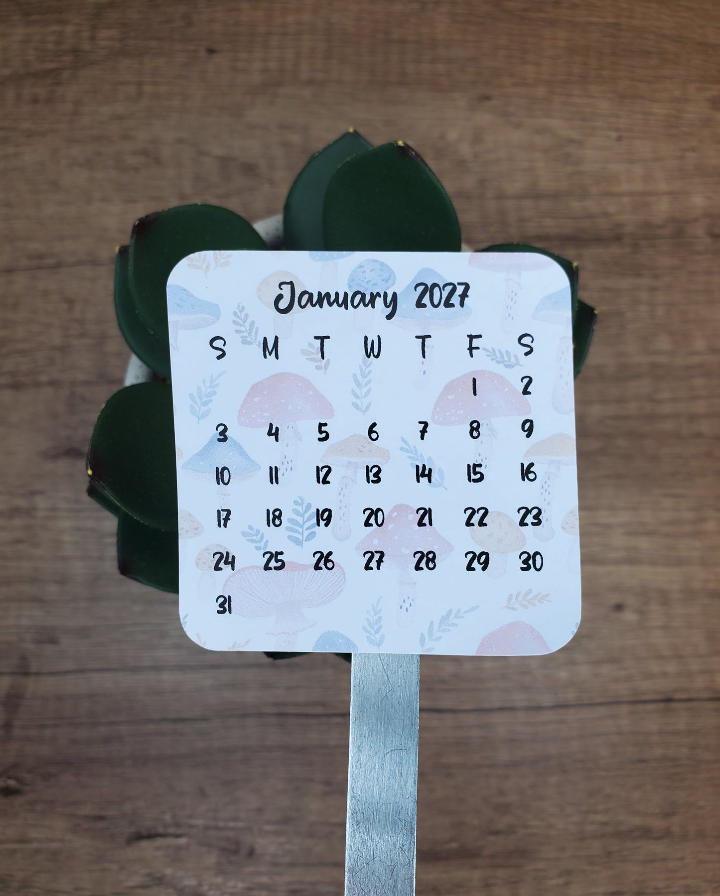 Mini Calendar Stickers with Mushrooms - Style E