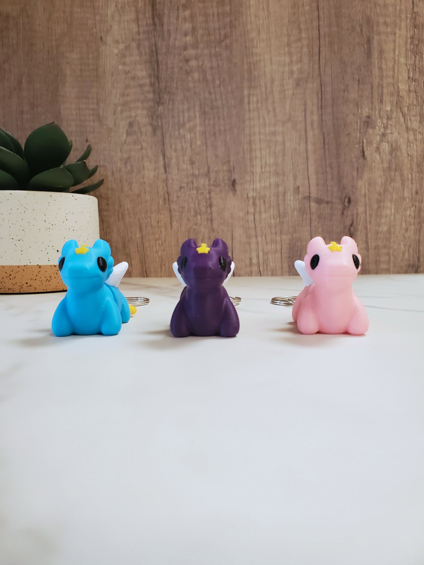 Dragons Flexible 3D Printed Keychain | Includes Metal Keyring