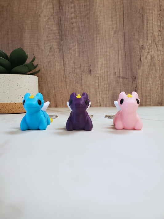 Dragons Flexible 3D Printed Keychain | Includes Metal Keyring