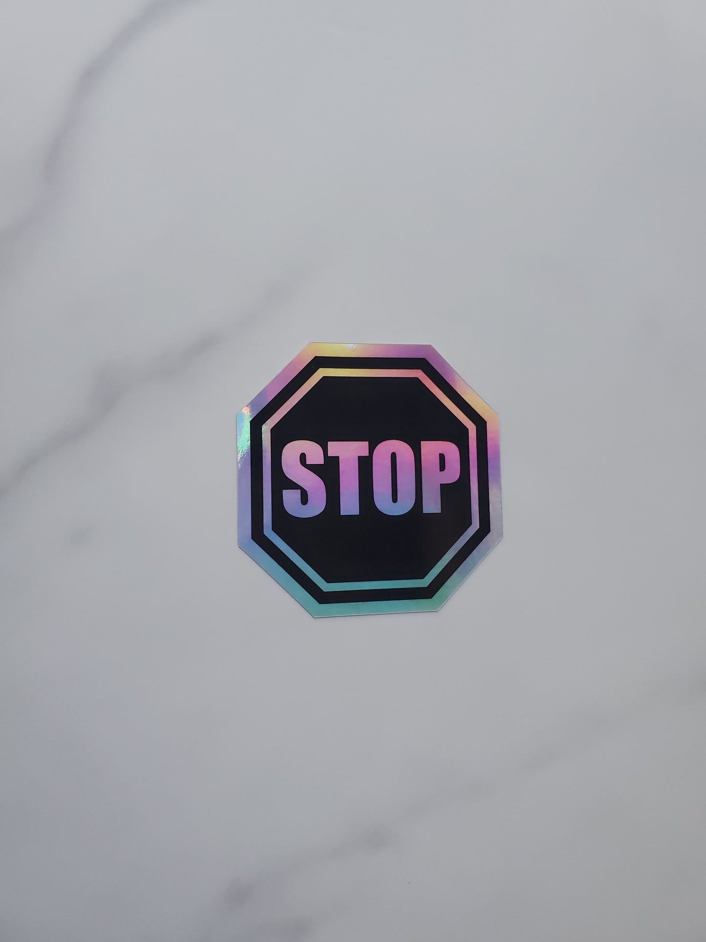 Stop Sign Holographic Vinyl Sticker