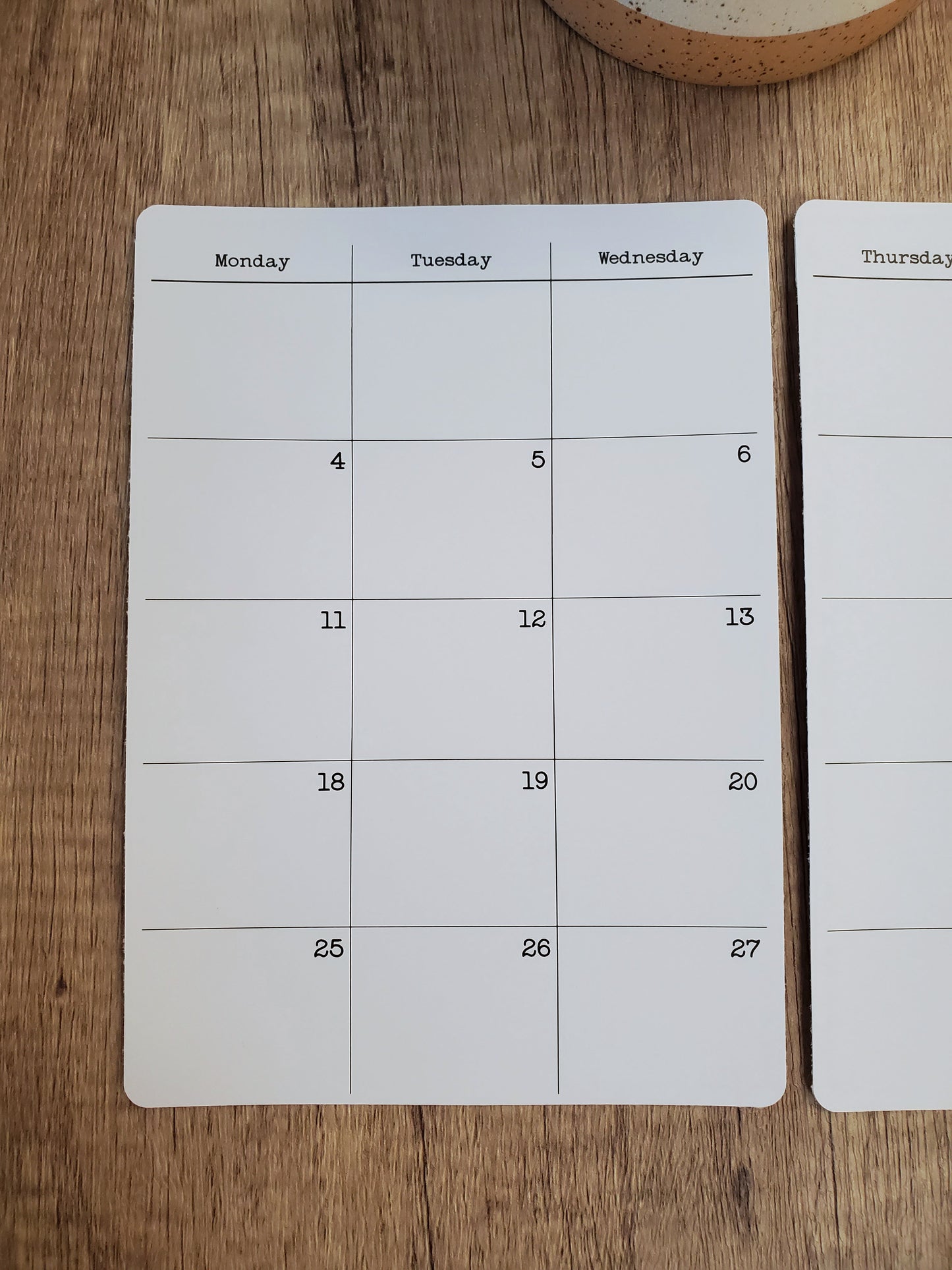 Monday Start Two Page Calendar Stickers