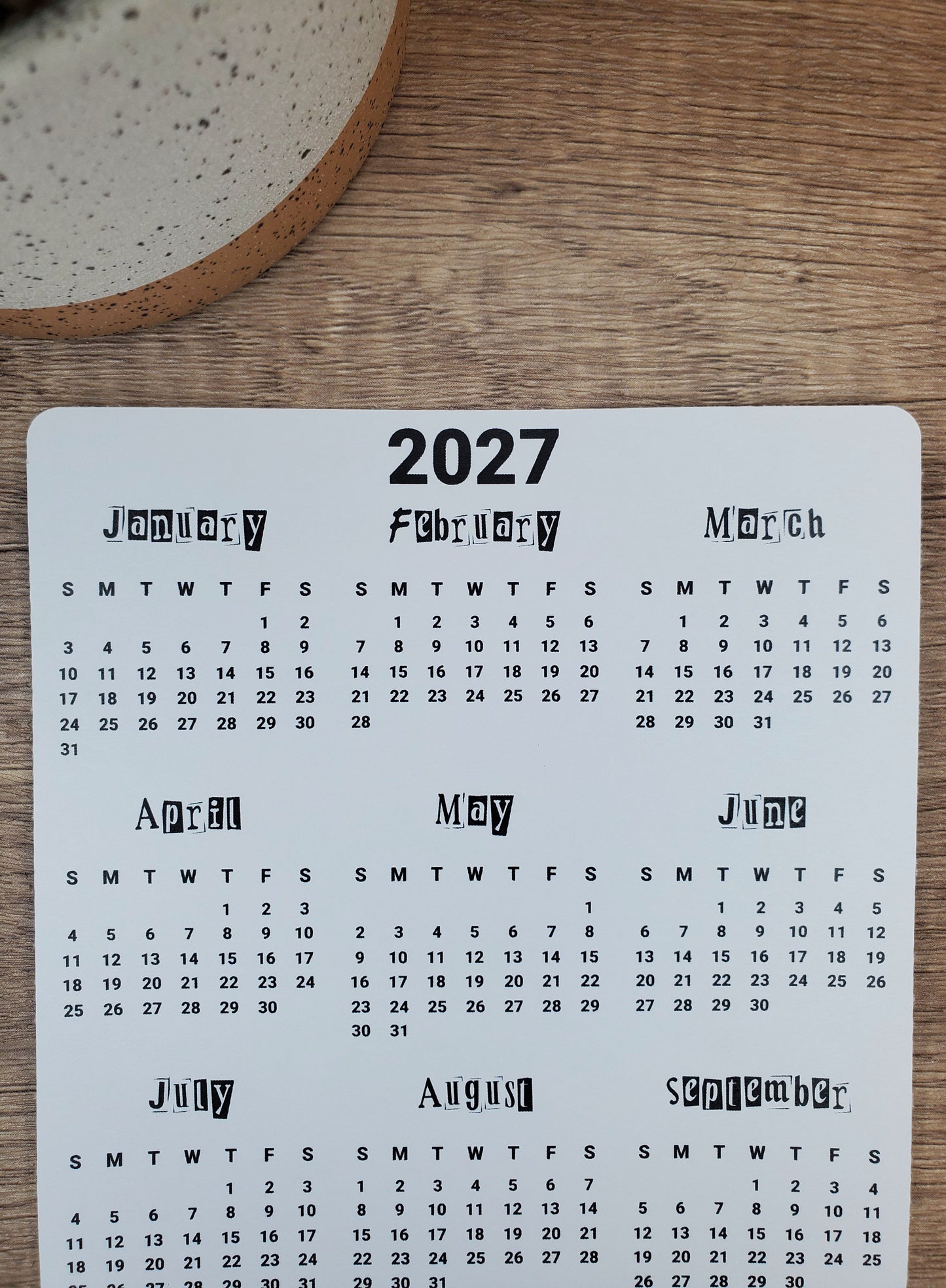 Year At A Glance Calendar Sticker Collage Month Design