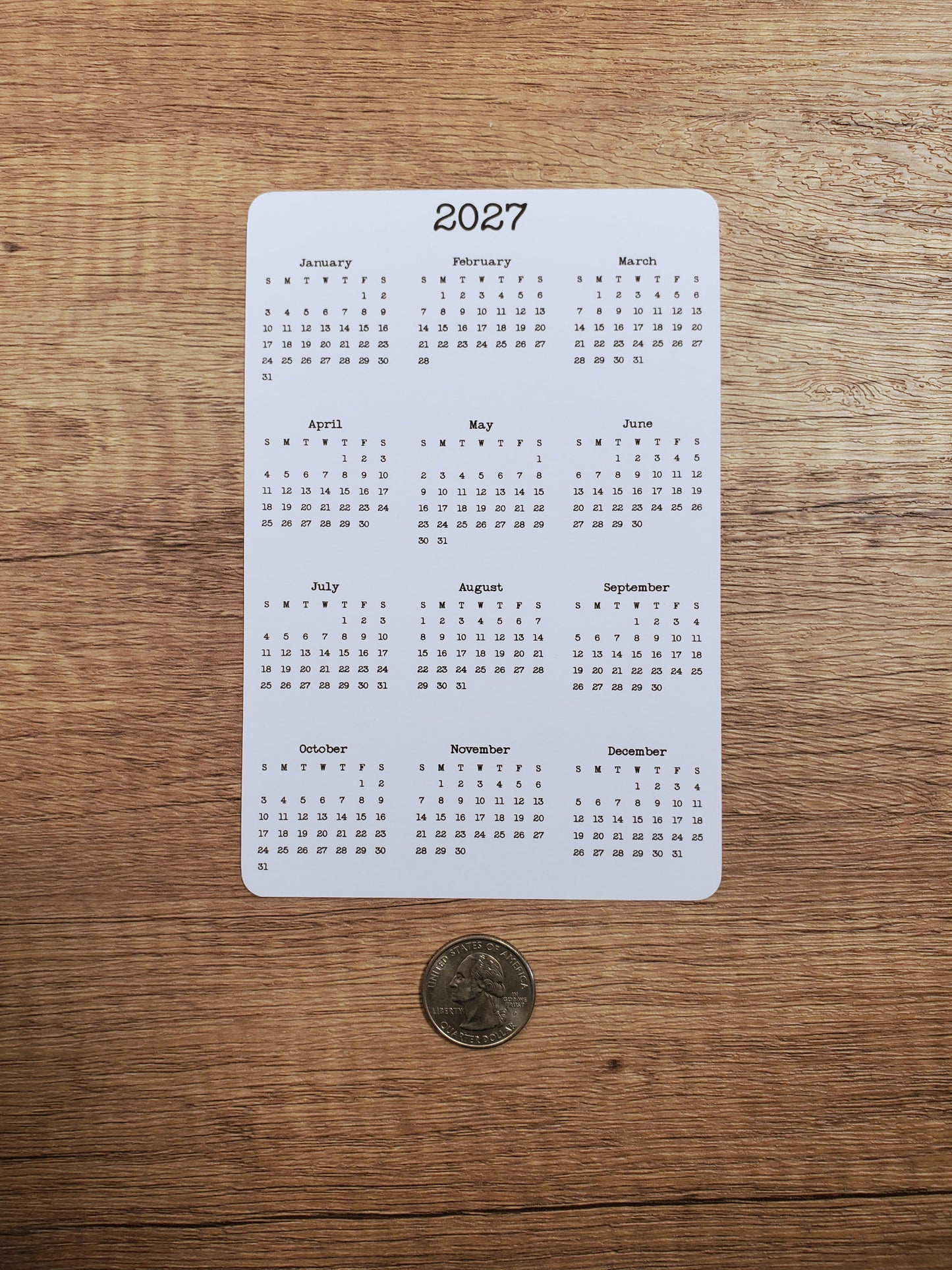 Double Sided Year At A Glance Cardstock Calendar With 2 Years 4" x 6"