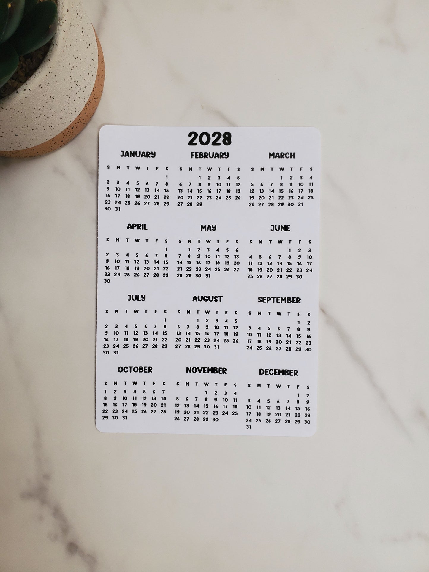 Year At A Glance Calendar Sticker Bubble Month Design