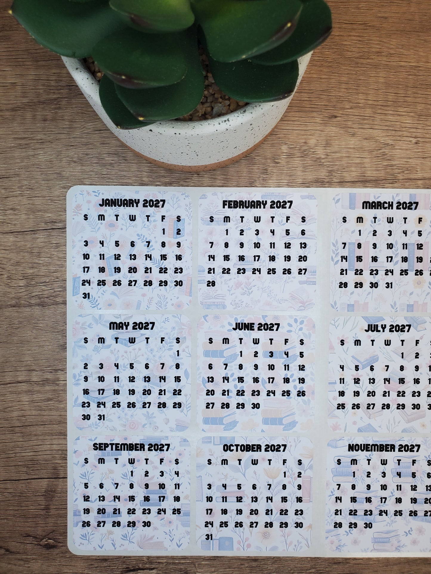 Mini Calendar Stickers with Books - Style C