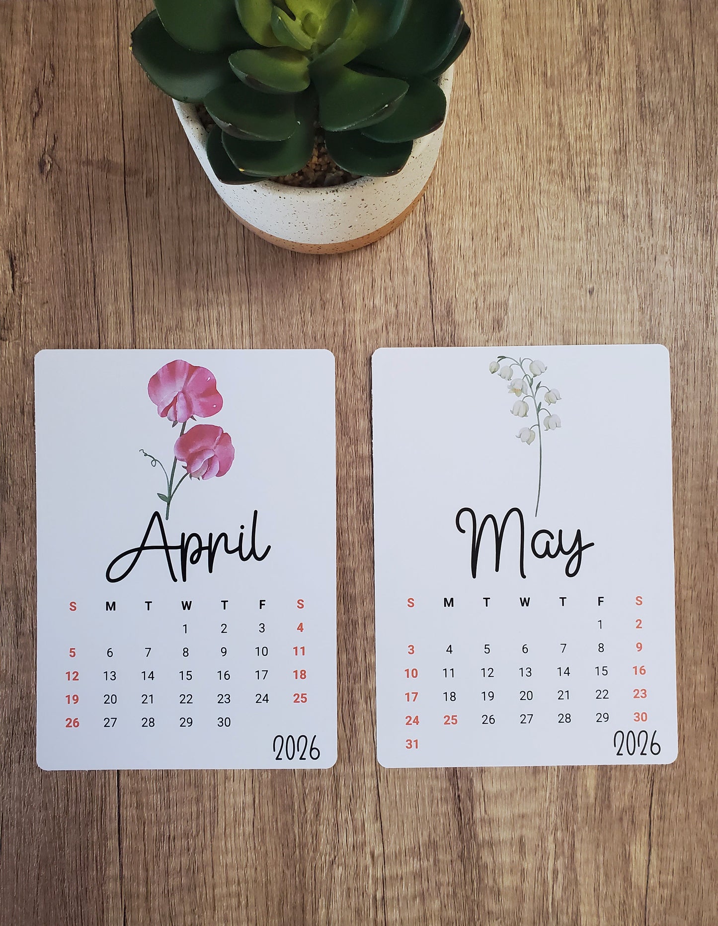 Large Calendar Stickers - Birth Flower Design