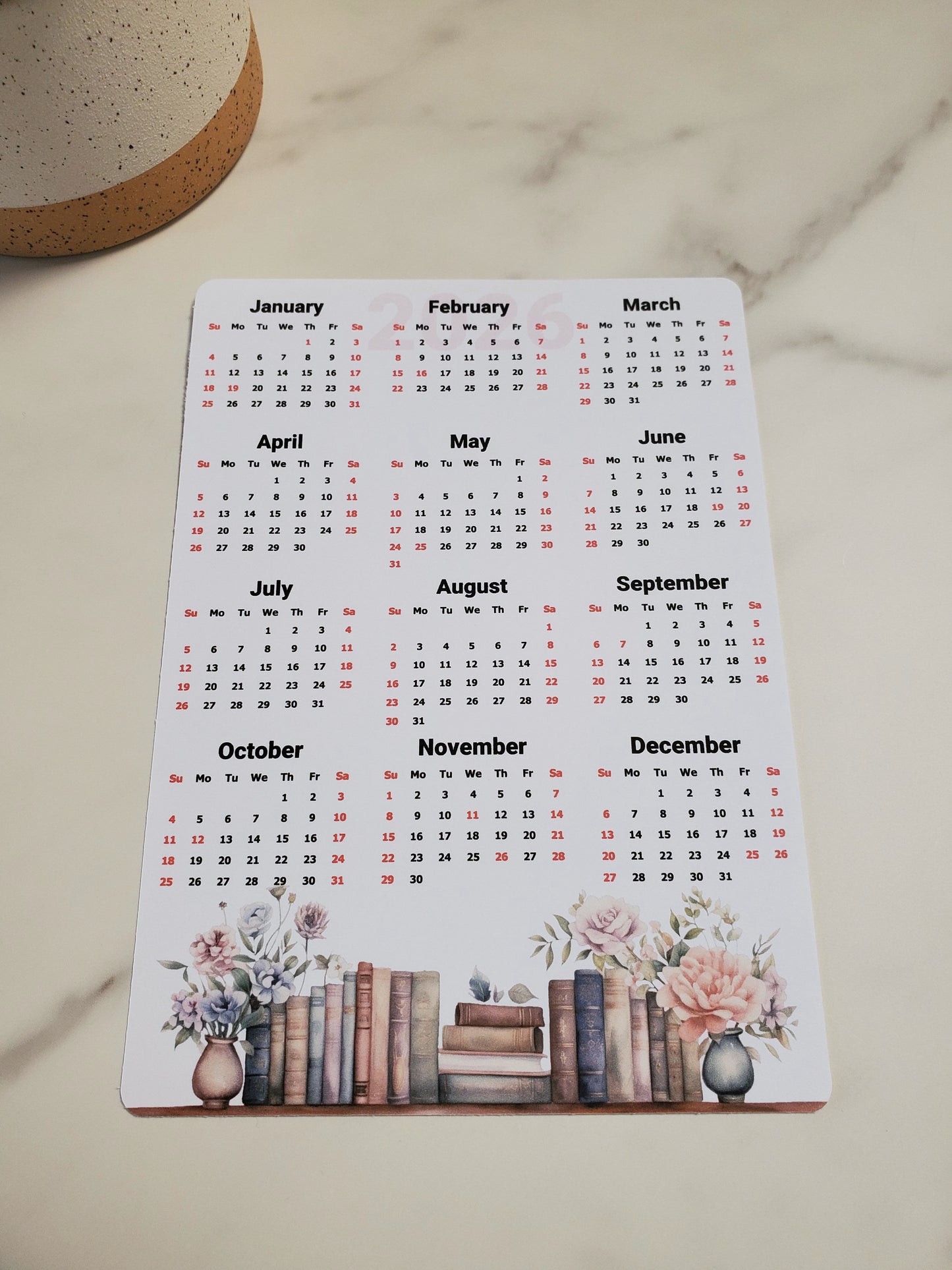 Year At A Glance Calendar Sticker - Books Design