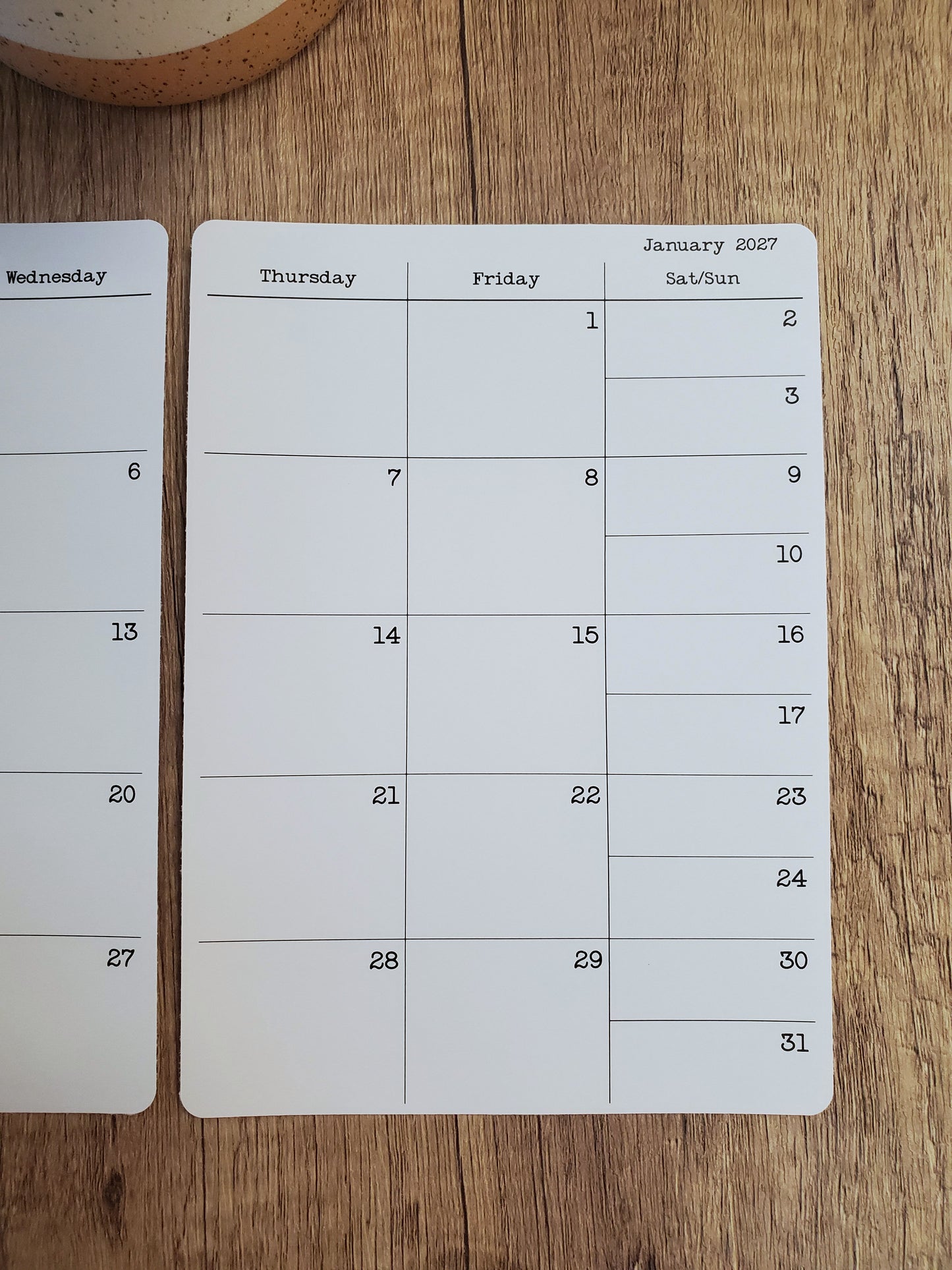 Monday Start Two Page Calendar Stickers