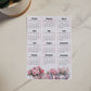 Year At A Glance Calendar Sticker - Watercolor Flowers Design
