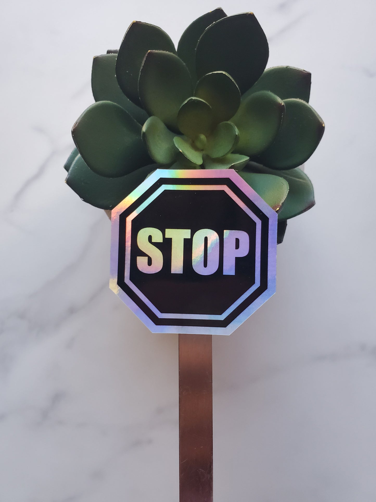 Stop Sign Holographic Vinyl Sticker