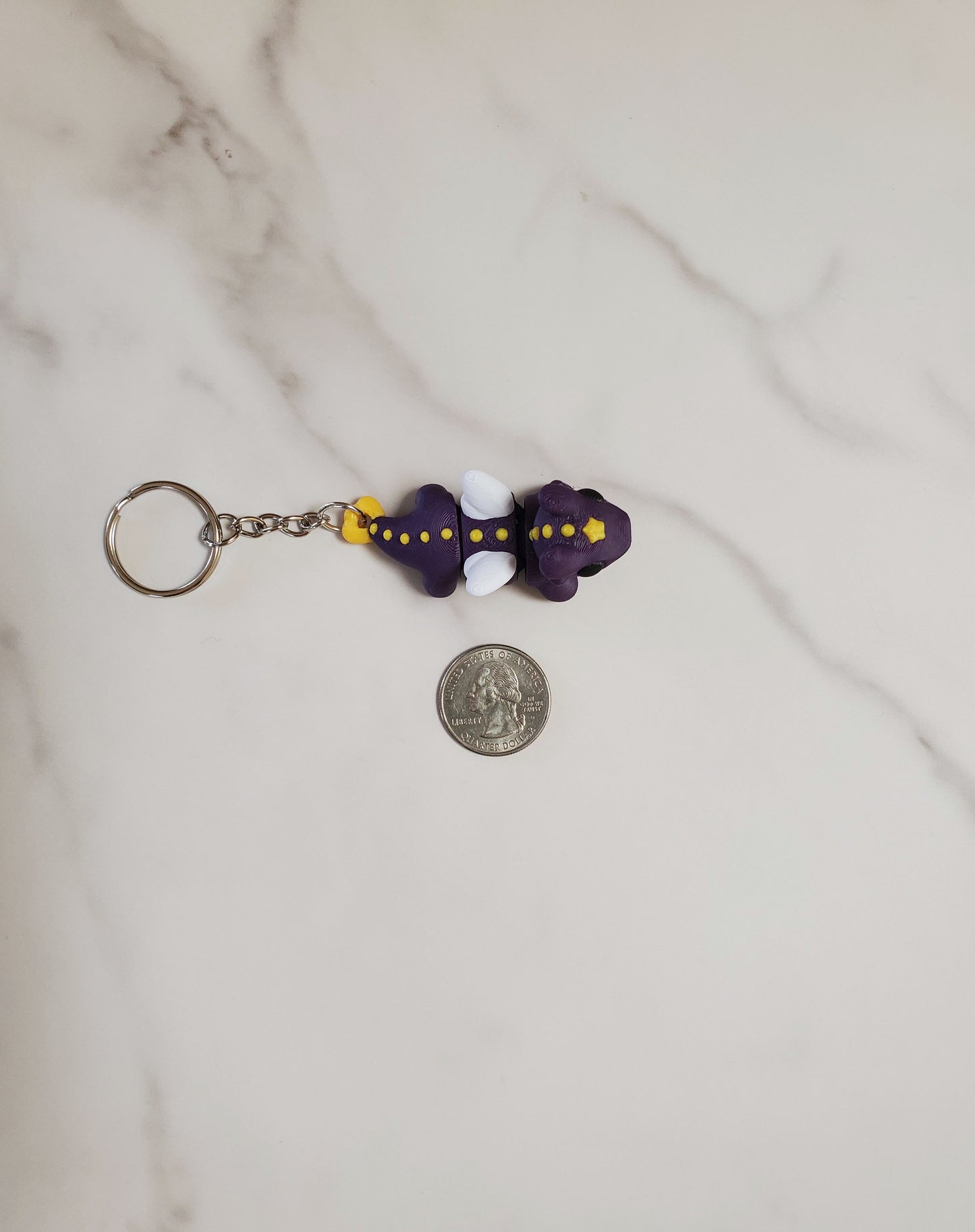 Dragons Flexible 3D Printed Keychain | Includes Metal Keyring