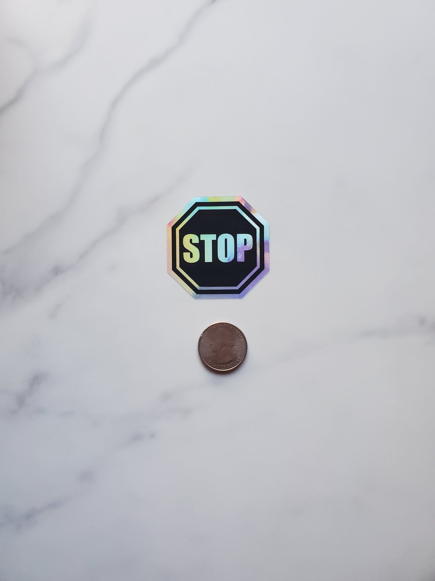 Stop Sign Holographic Vinyl Sticker