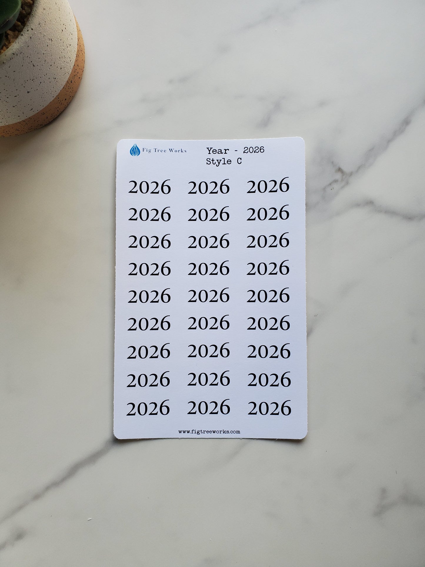 Year Header Planner Stickers - Style C