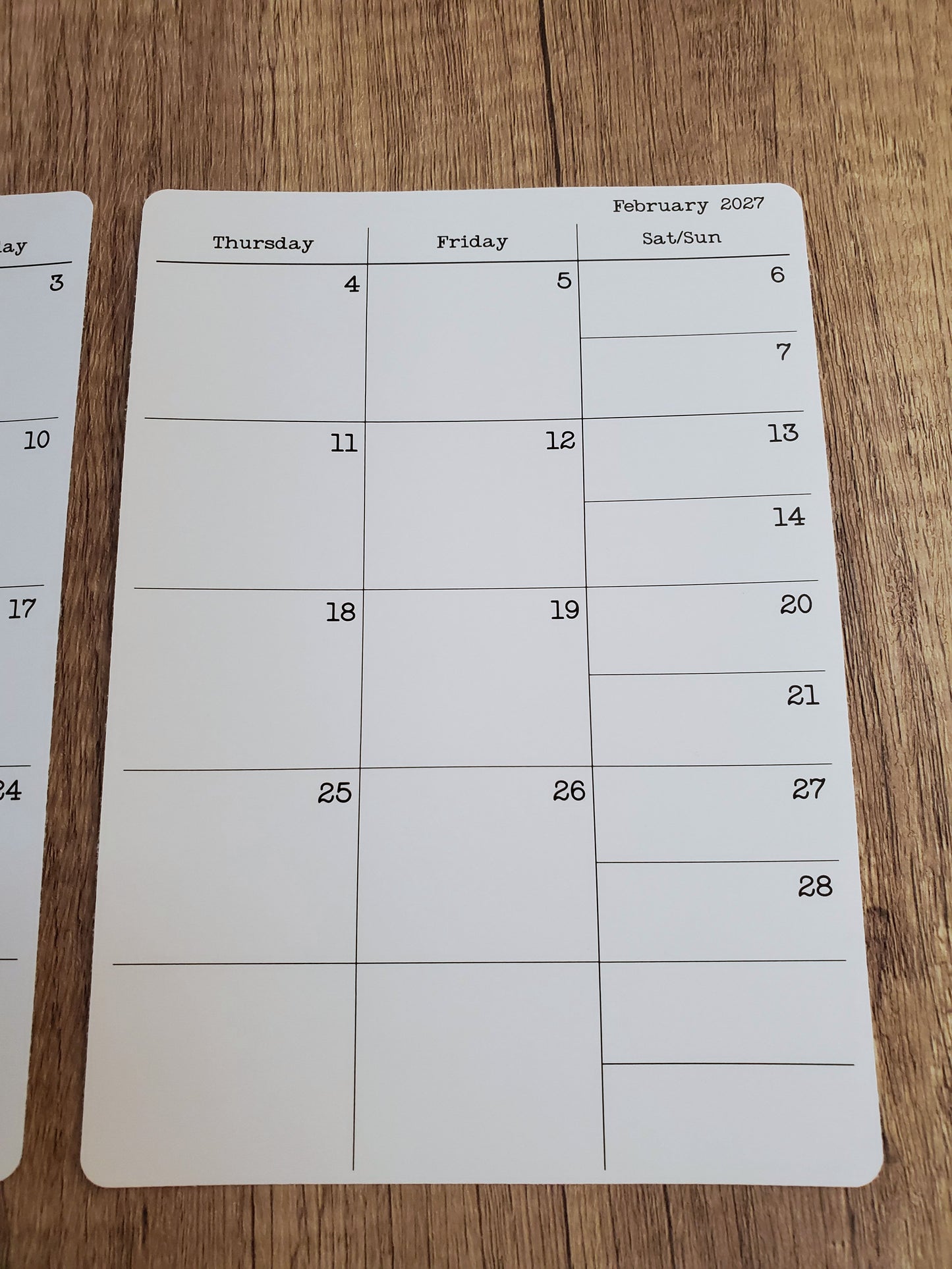 Monday Start Two Page Calendar Stickers