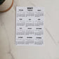 Year At A Glance Calendar Sticker Bubble Month Design
