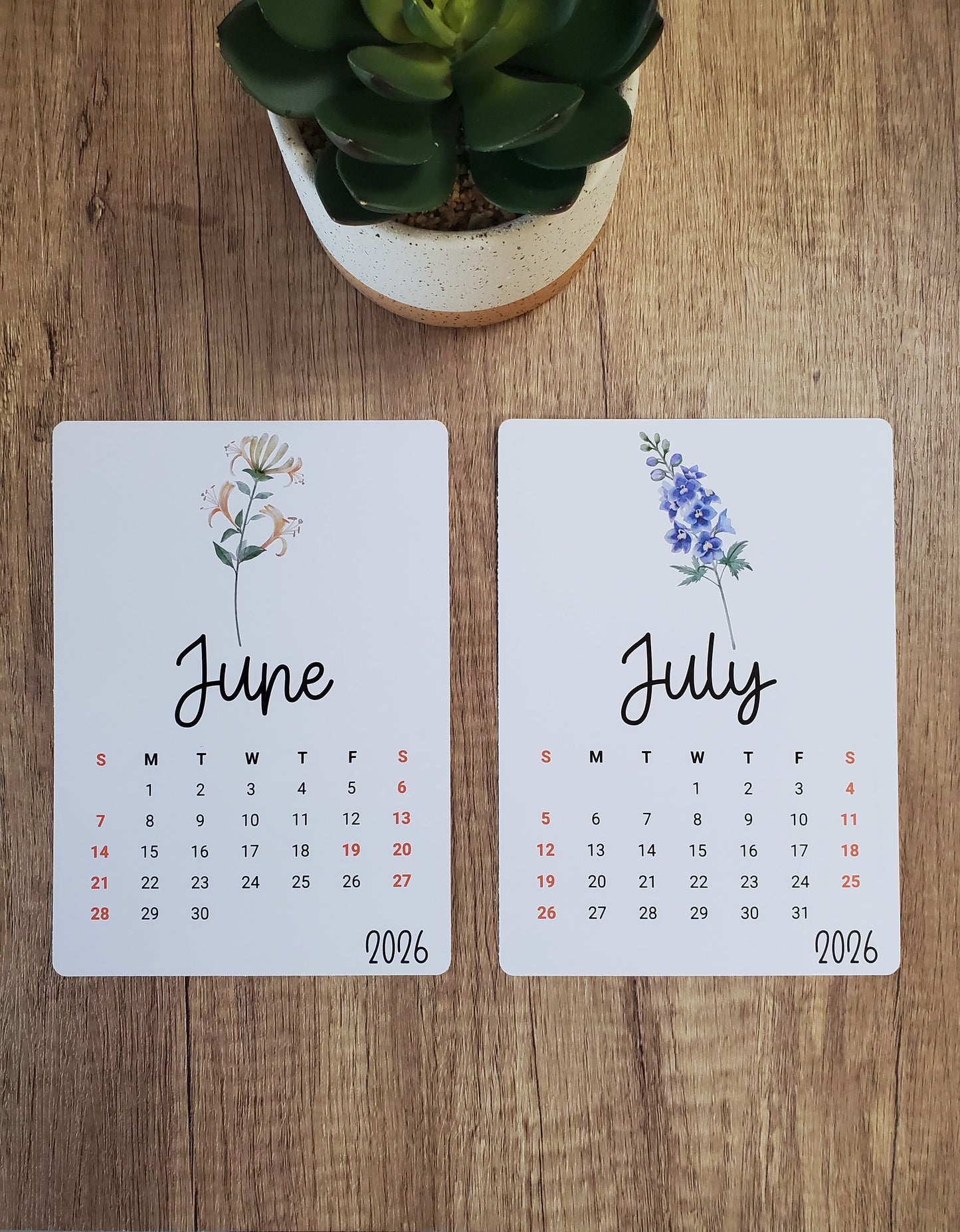 Large Calendar Stickers - Birth Flower Design