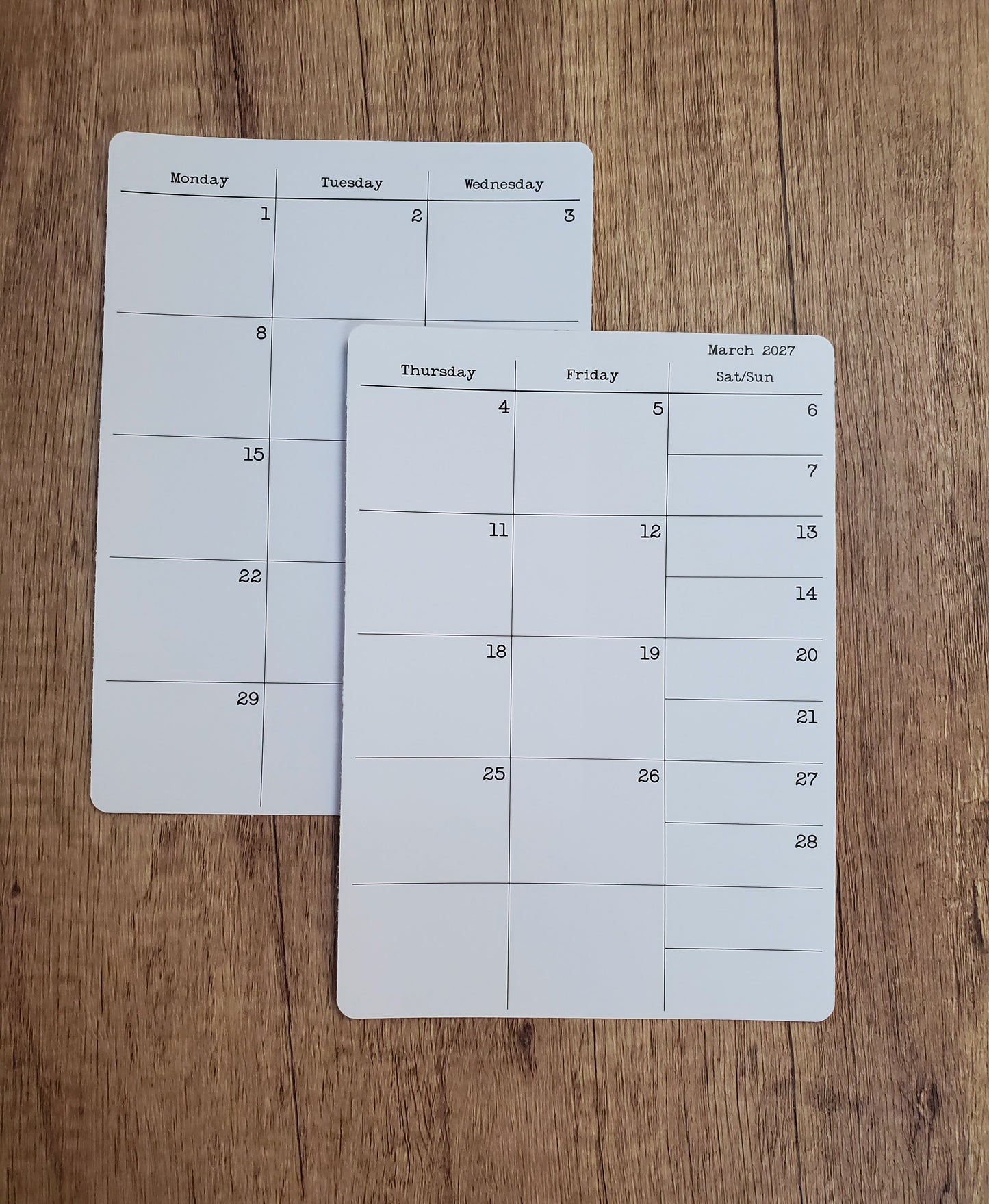 Monday Start Two Page Calendar Stickers