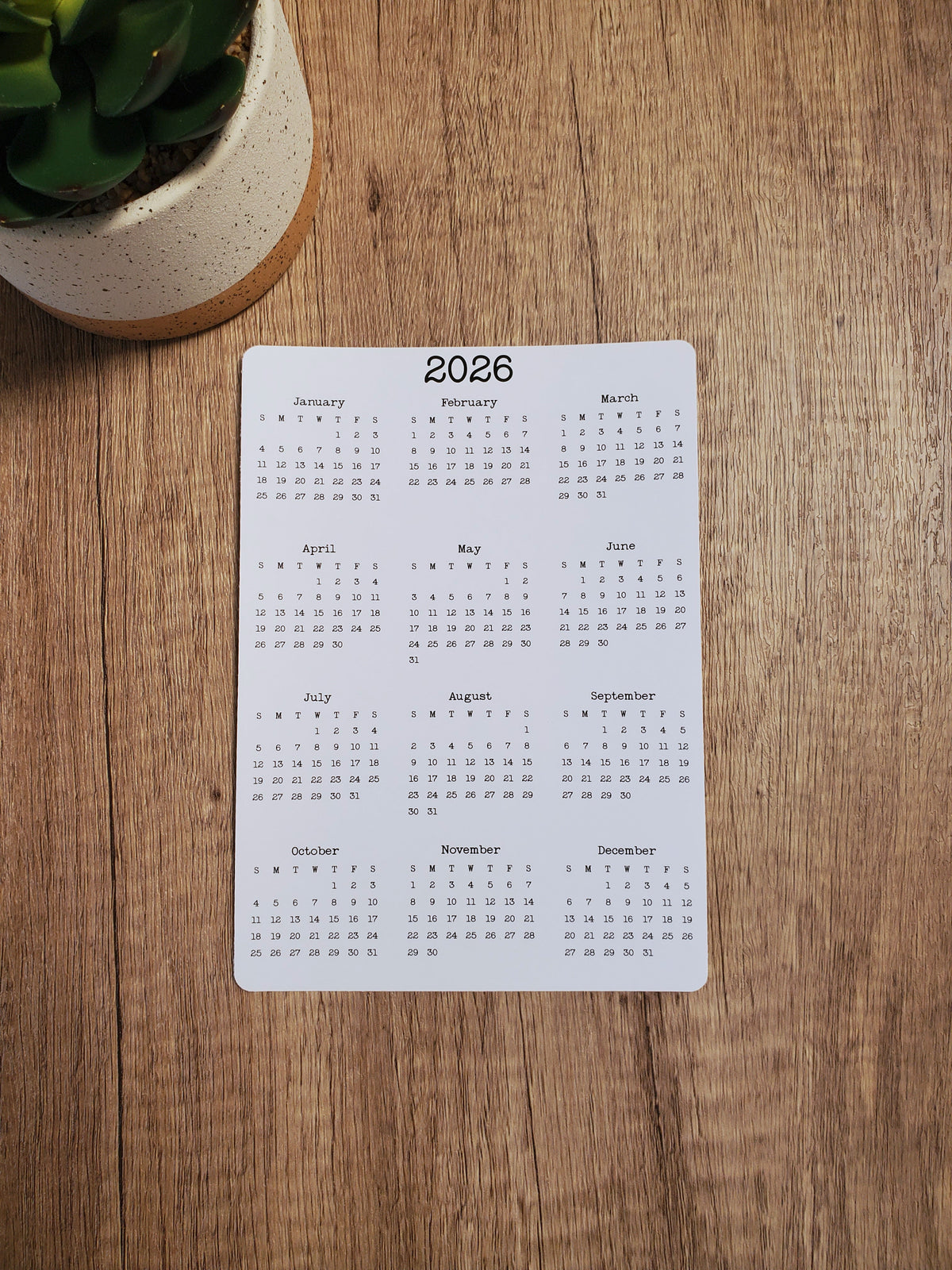 Year At A Glance Calendar Sticker