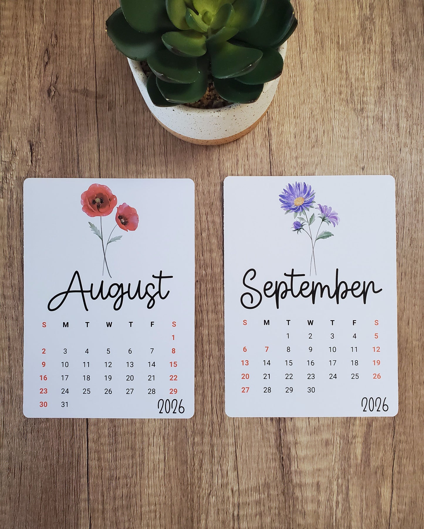 Large Calendar Stickers - Birth Flower Design