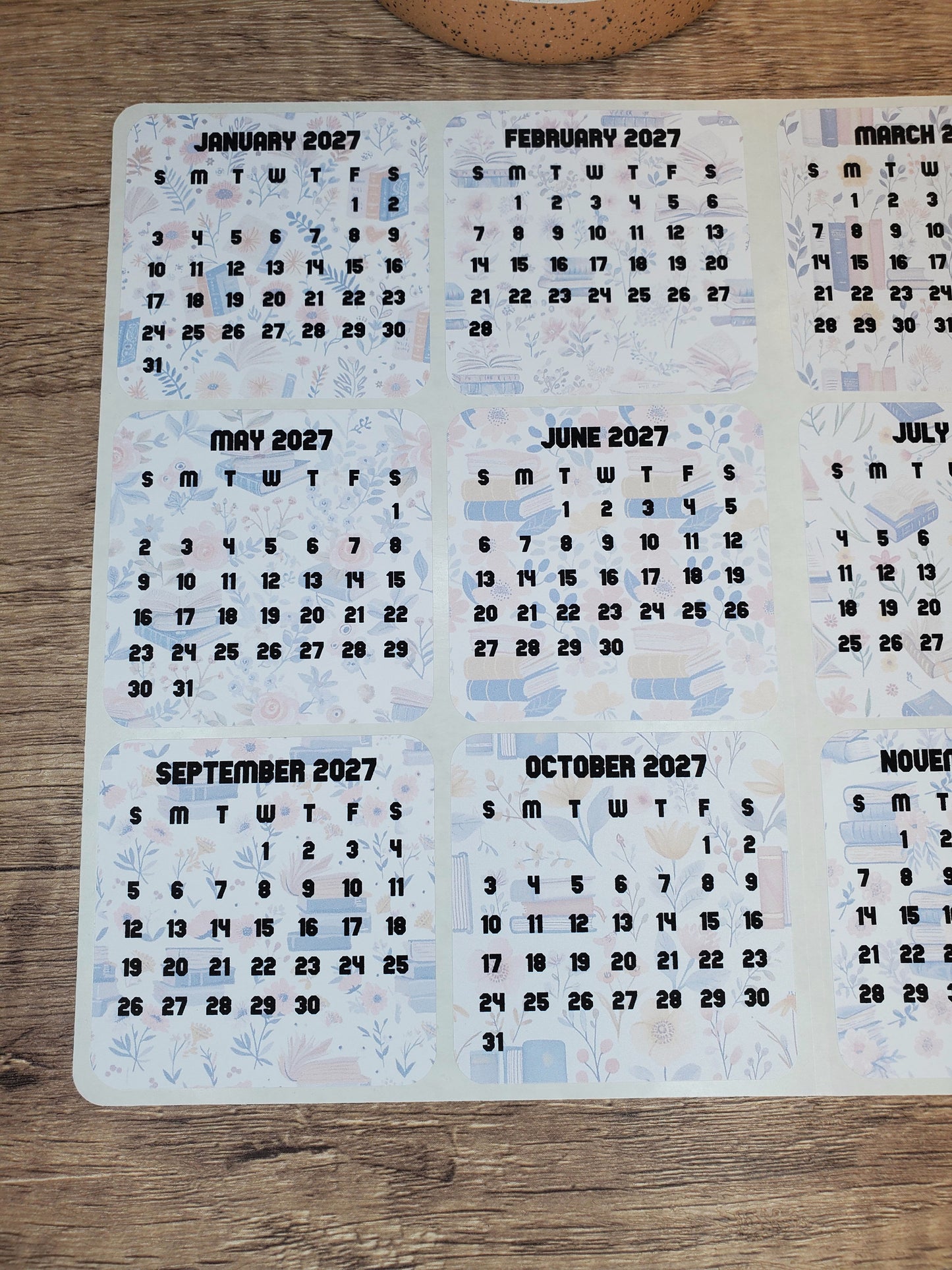 Mini Calendar Stickers with Books - Style C