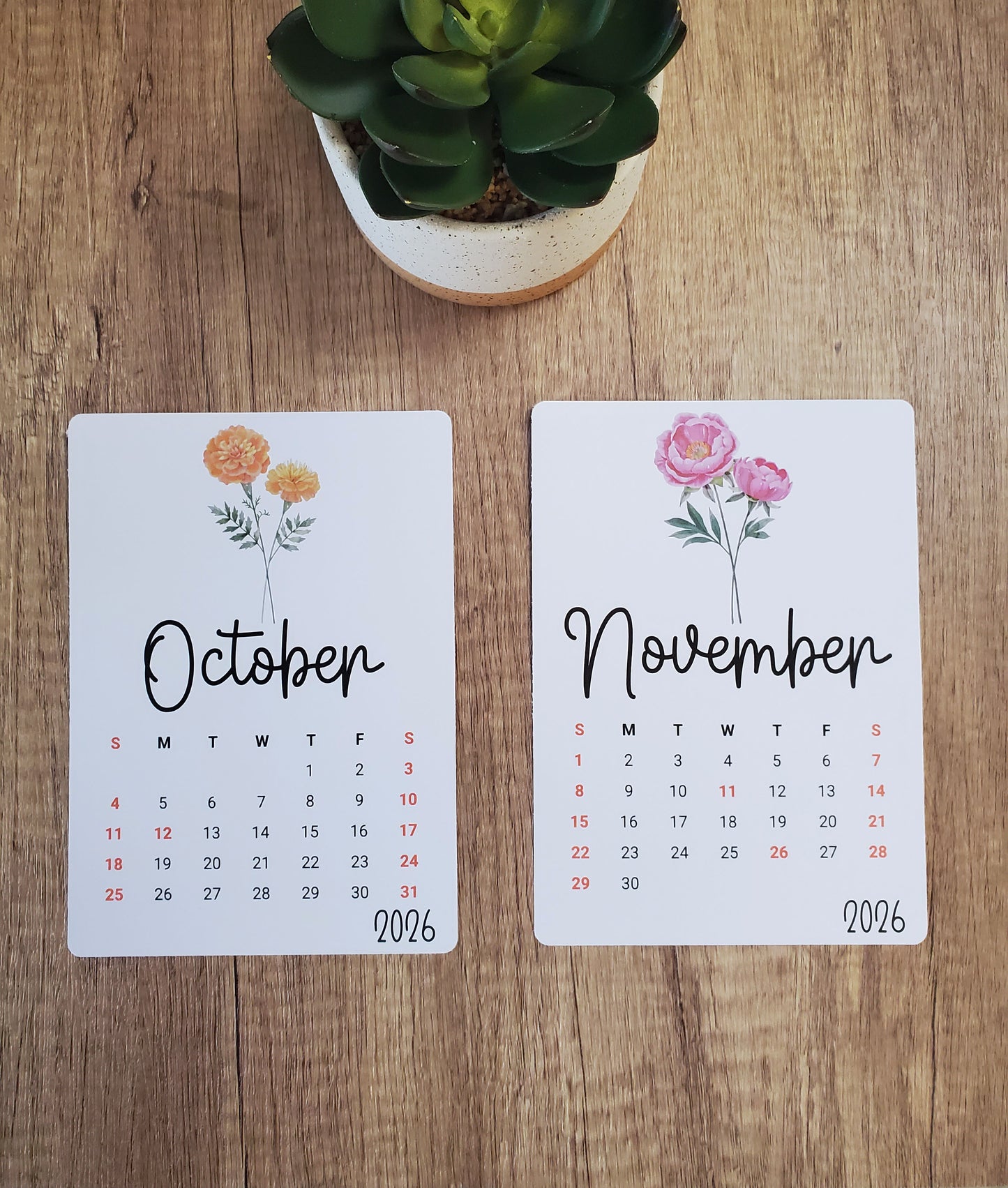 Large Calendar Stickers - Birth Flower Design
