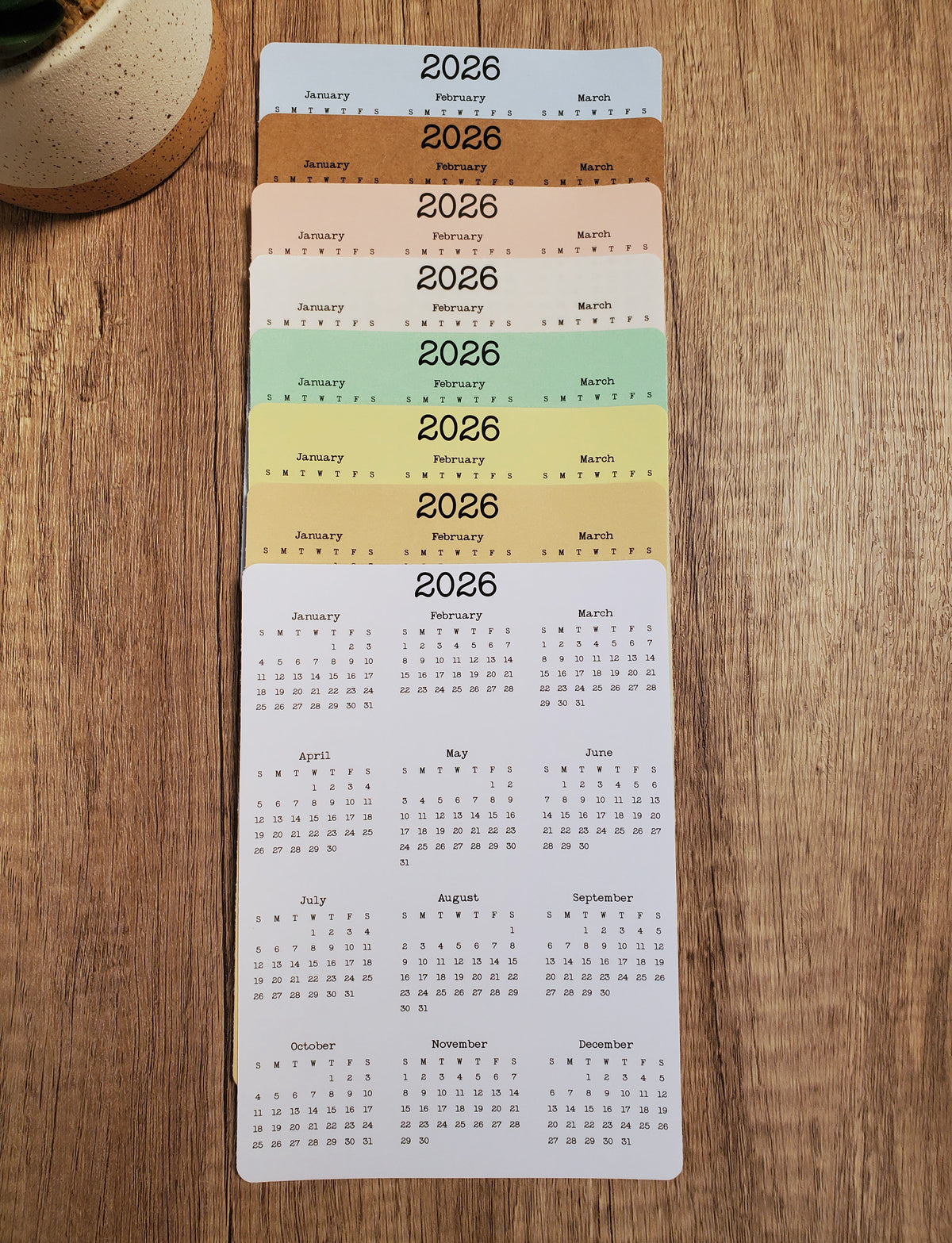 Year At A Glance Calendar Sticker