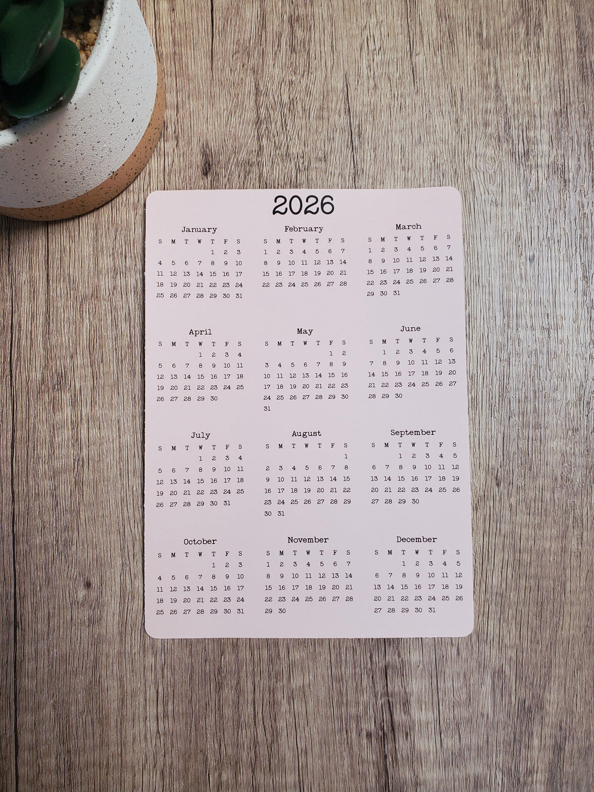 Year At A Glance Calendar Sticker