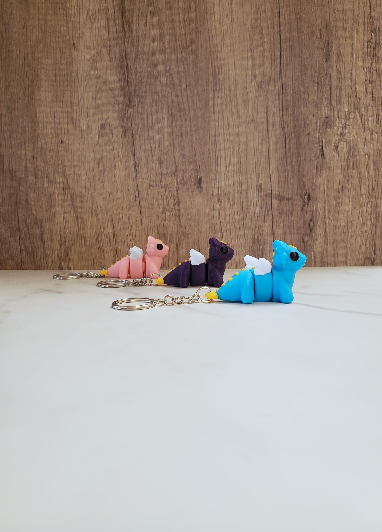 Dragons Flexible 3D Printed Keychain | Includes Metal Keyring