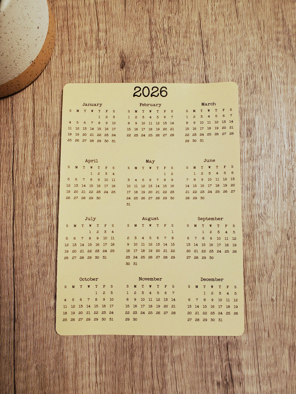 Year At A Glance Calendar Sticker