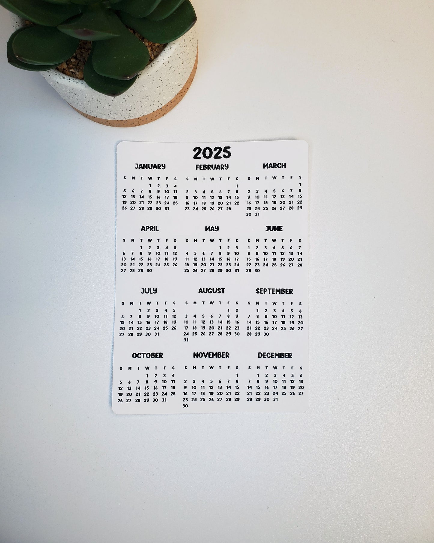 Year At A Glance Calendar Sticker Bubble Month Design