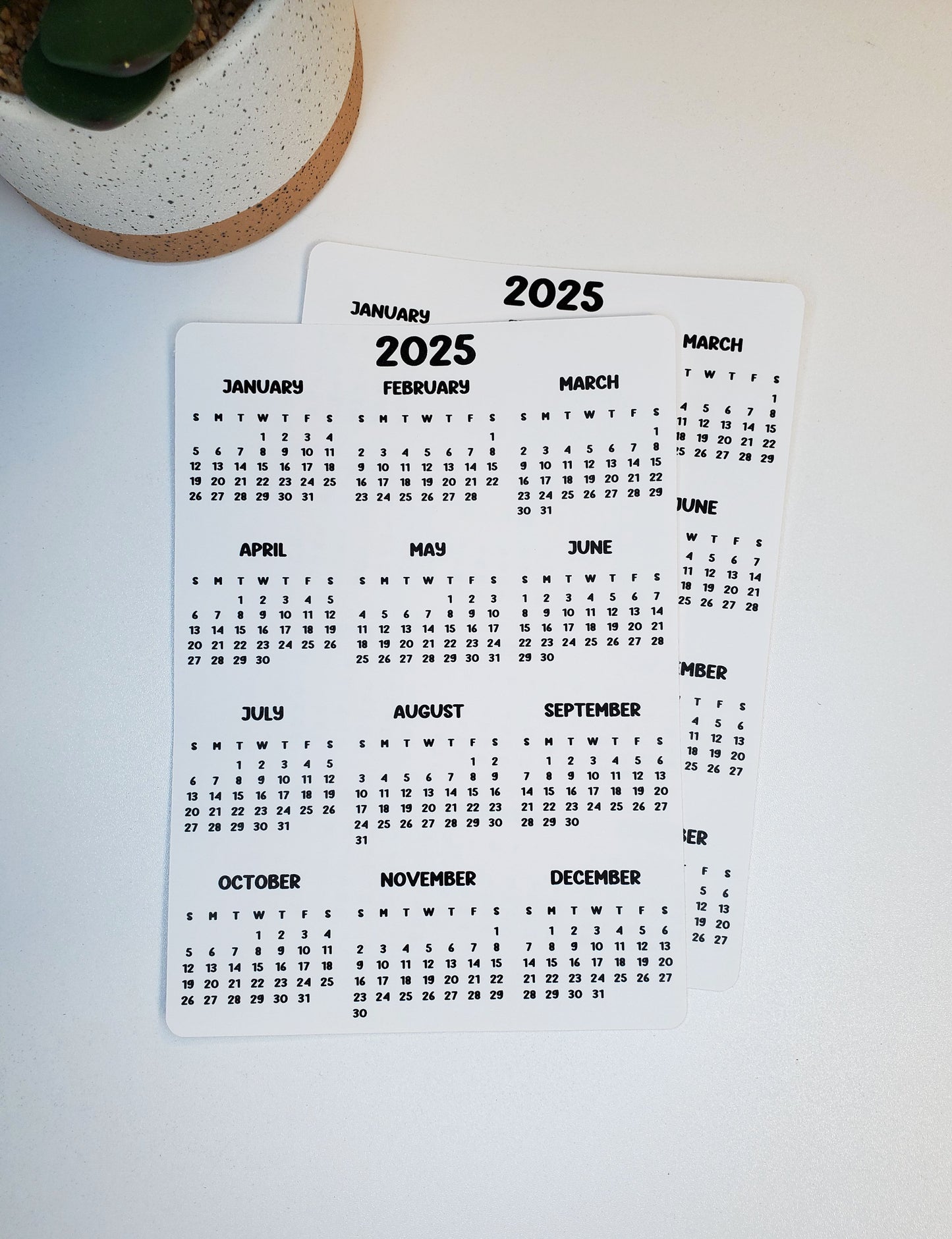 Year At A Glance Calendar Sticker Bubble Month Design