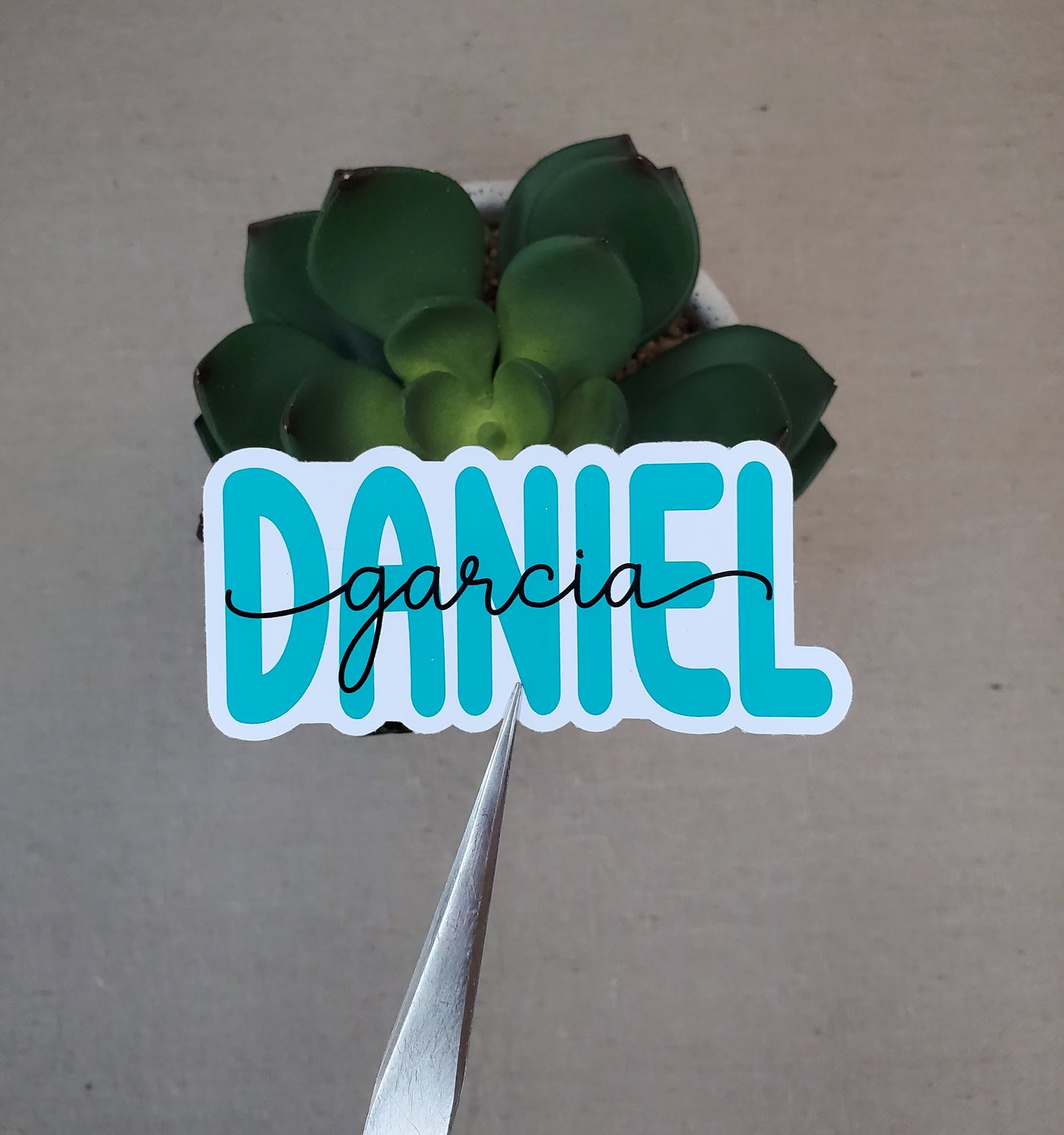 Custom Name Sticker - Last Name Overlaps First Name