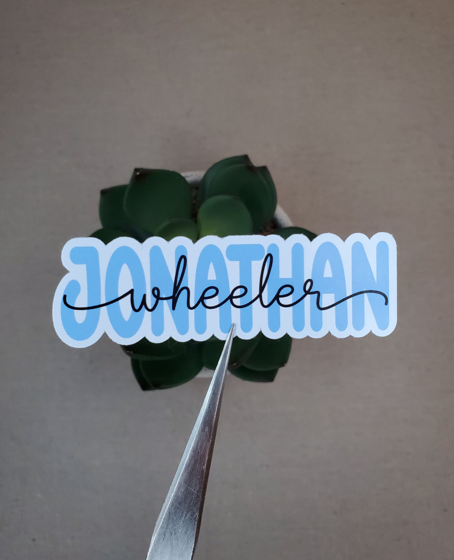 Custom Name Sticker - Last Name Overlaps First Name