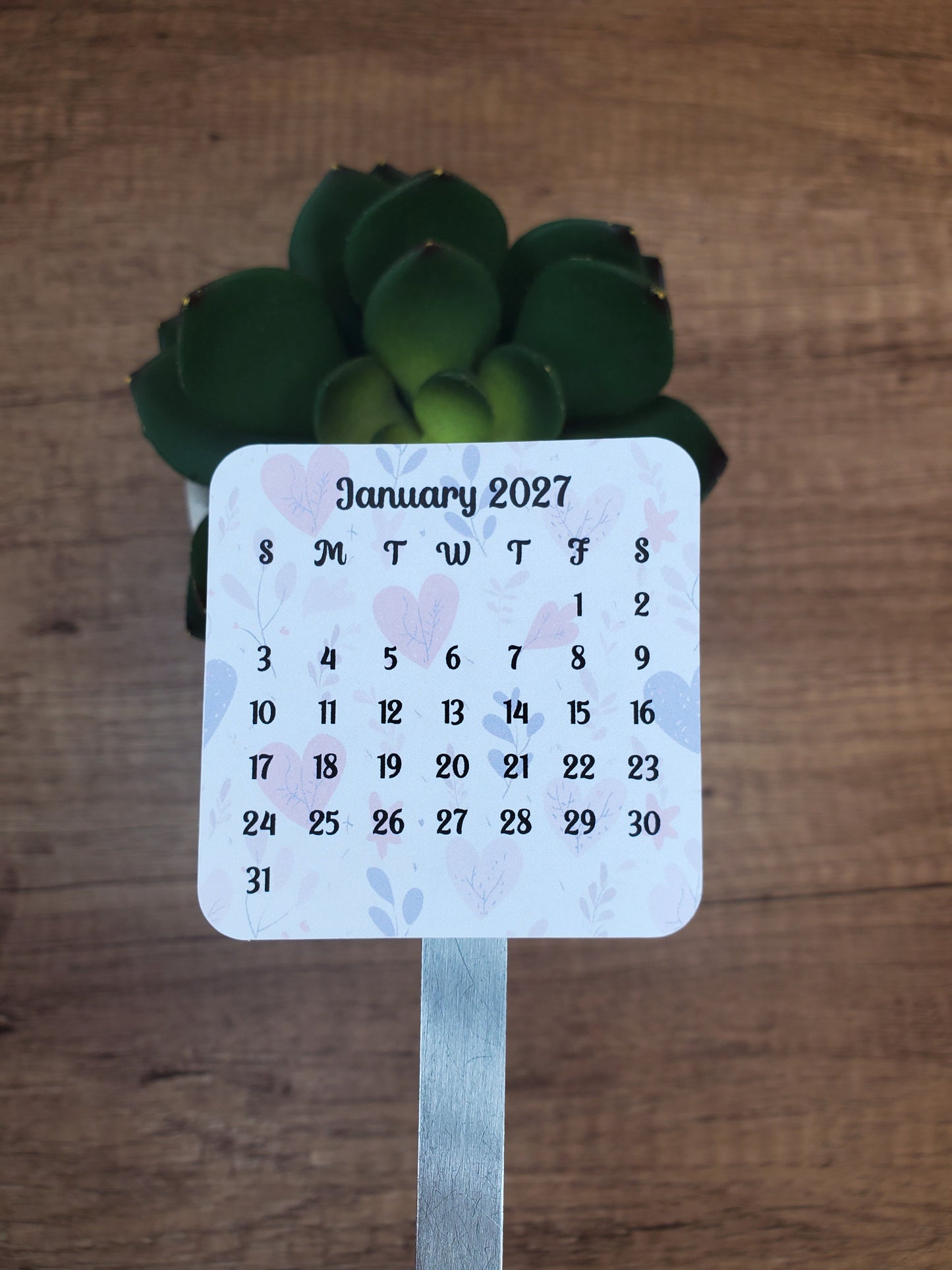 Mini Calendar Stickers with Hearts - Style D