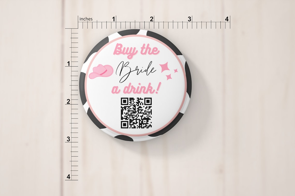 Cowgirl Buy The Bride A Drink Custom Button