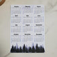 Year At A Glance Calendar Sticker - Pine Trees (Blue) Design
