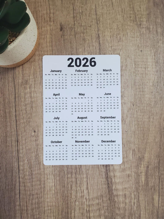 Year At A Glance Calendar Sticker - Minimalist Bold Design