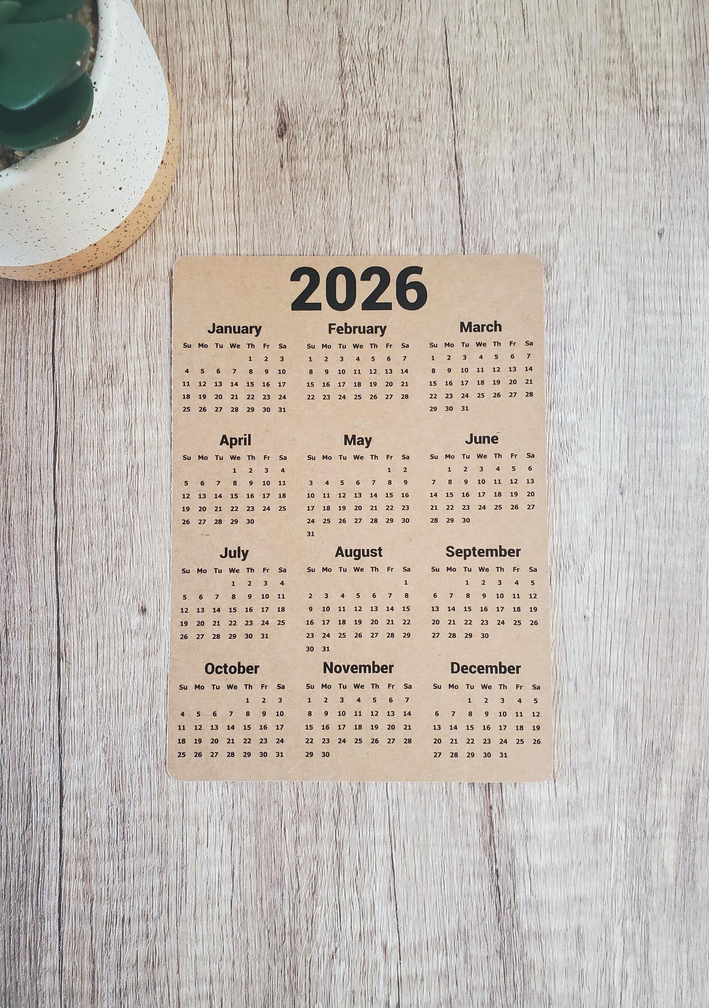 Year At A Glance Calendar Sticker - Minimalist Bold Design