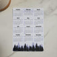 Year At A Glance Calendar Sticker - Pine Trees (Blue) Design