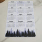 Year At A Glance Calendar Sticker - Pine Trees (Blue) Design