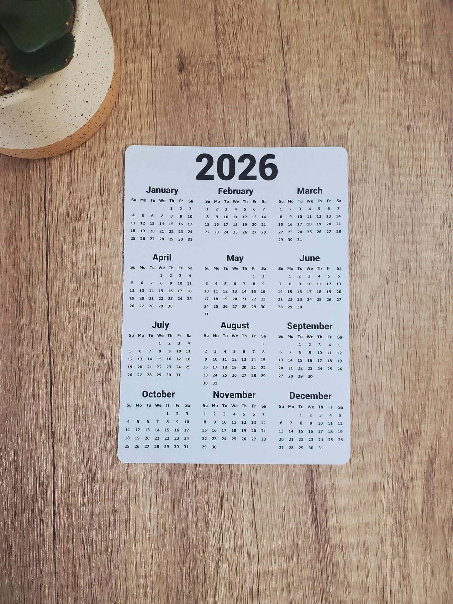 Year At A Glance Calendar Sticker - Minimalist Bold Design