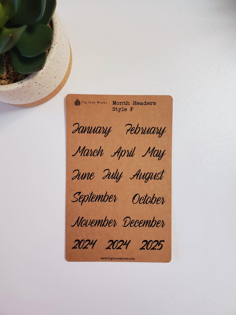 Month Header Planner Stickers - Style F
