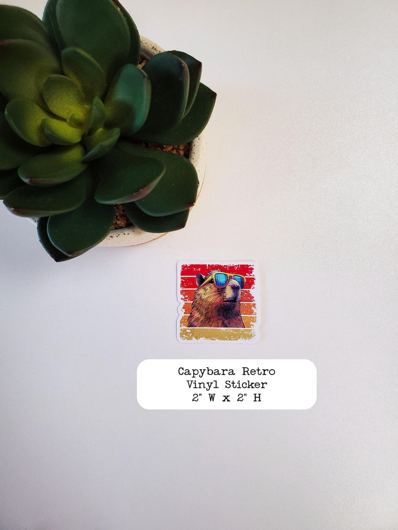 Capybara Retro Vinyl Sticker