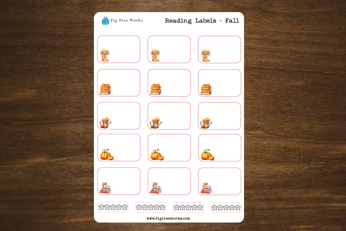 Fall Reading Journal Stickers