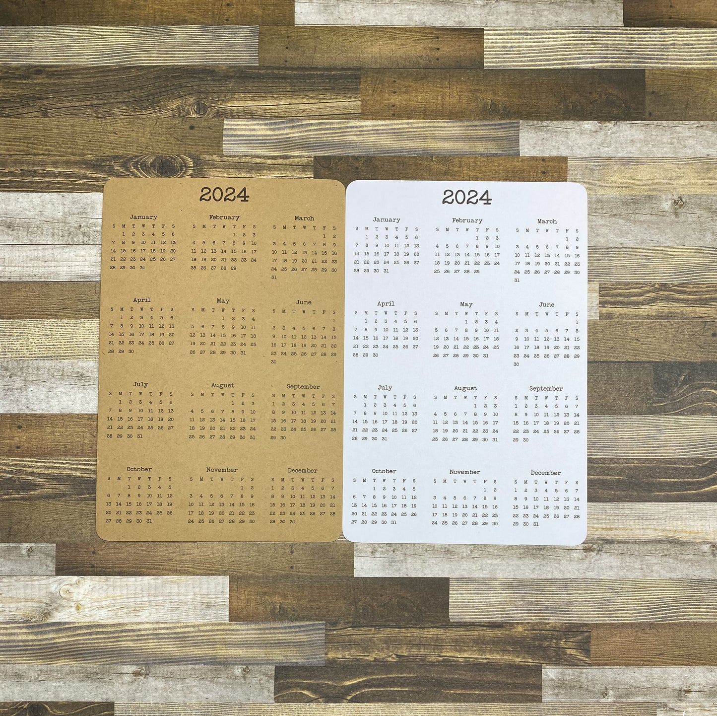 Double Sided Year At A Glance Cardstock Calendar With 2 Years 4" x 6"