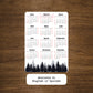 Year At A Glance Calendar Sticker - Pine Trees Design