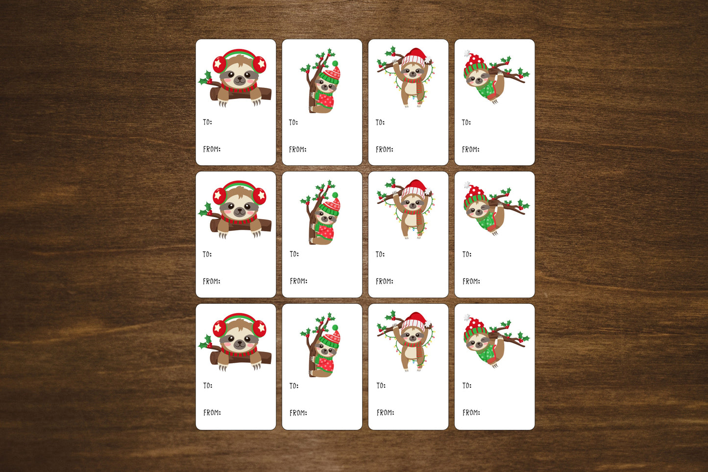 Christmas Gift Tags l Holiday Gift Stickers l Dinosaur, Llama, Animals, Sloth, Penguin Gift Recipient Labels