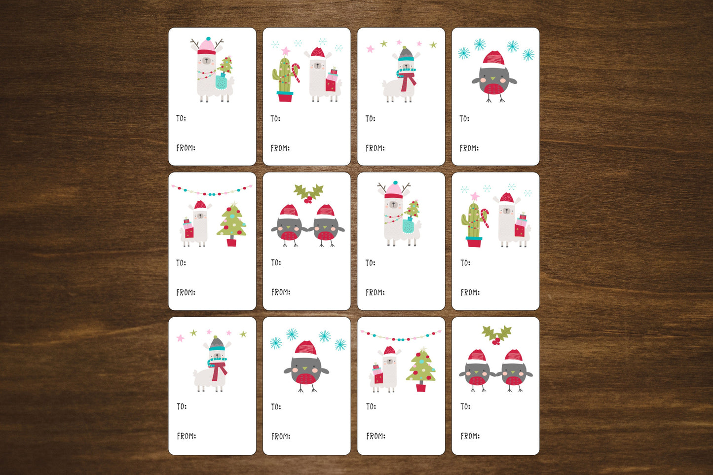 Christmas Gift Tags l Holiday Gift Stickers l Dinosaur, Llama, Animals, Sloth, Penguin Gift Recipient Labels